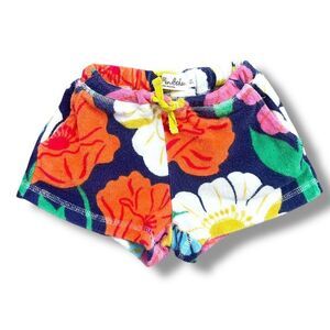 Mini Boden Girls Flower Terry Cloth Shorts with pockets Size 3Y